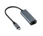 Mobile Preview: Adapter USB C male/RJ45 Gbit LAN female, 0.2m, 10/100/1000 Mbps with auto detection, space grey, DINIC box